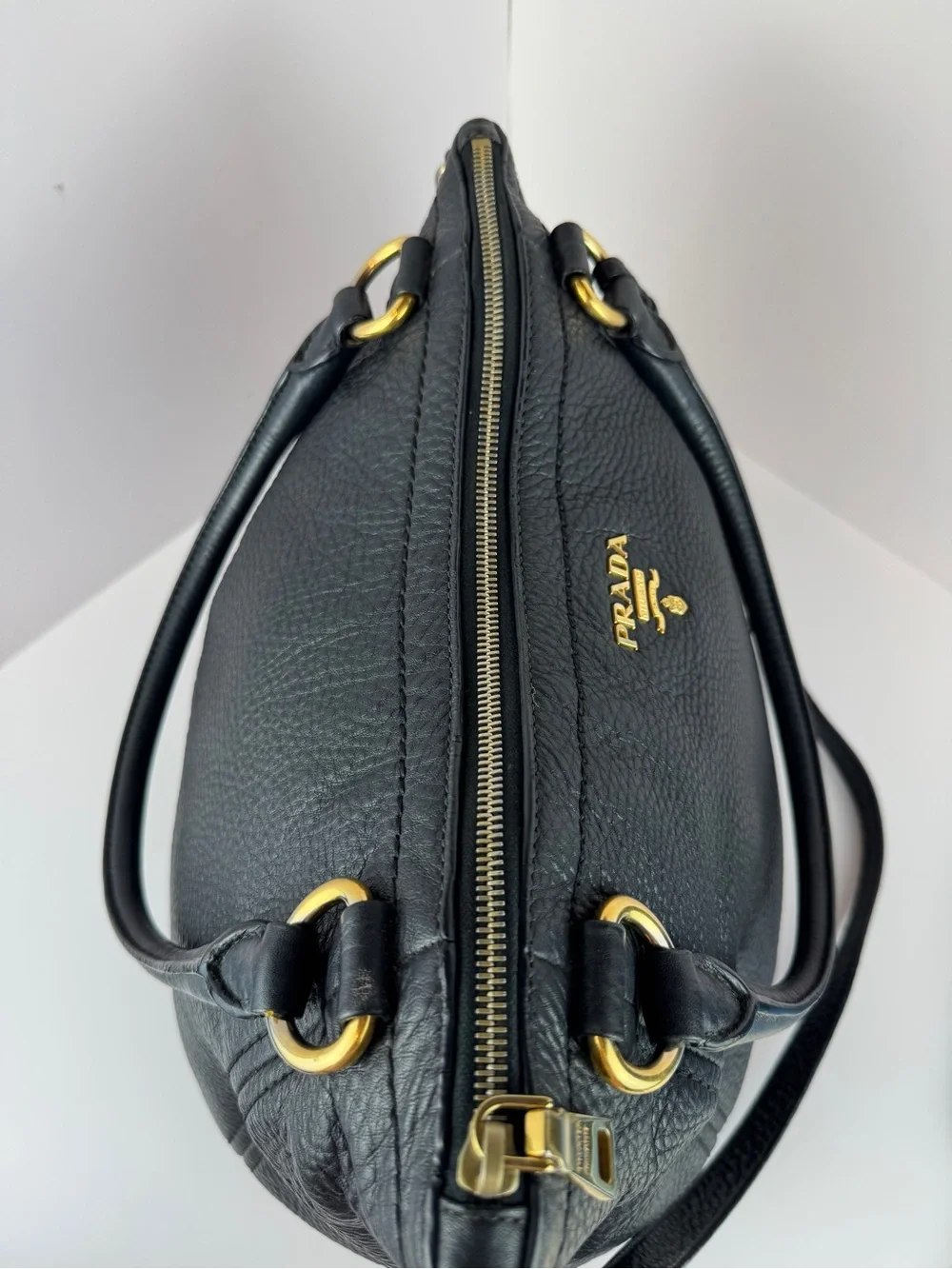 Prada Black Pebbled Leather Tote Bag - Picture 8 of 16